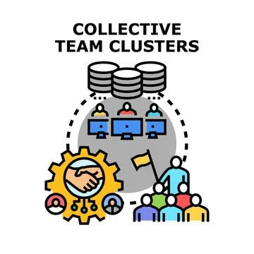 Collective team clusters organizing work process collaboration イラスト素材
