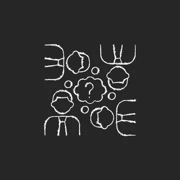 Collective thinking chalk white icon on dark background Illustrazione stock