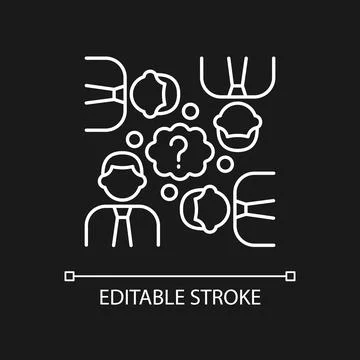Collective thinking white linear icon for dark theme Illustrazione stock