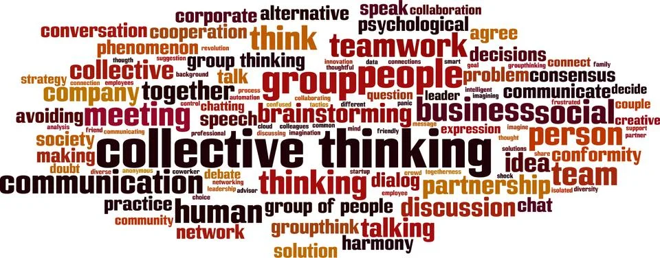Collective thinking word cloud Illustrazione stock