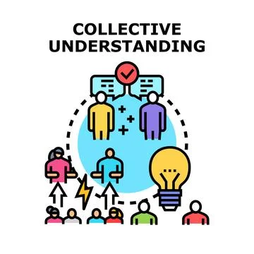 Collective understanding achieving collaborative solution and idea developmen Stock Illustration