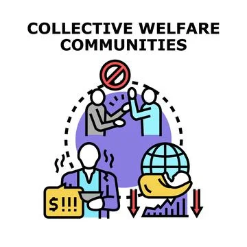 Collective welfare communities solving social economic problems Stock Illustration