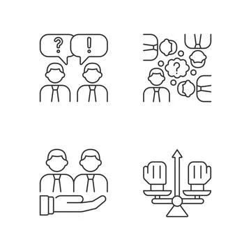 Collective work linear icons set Stock Illustration