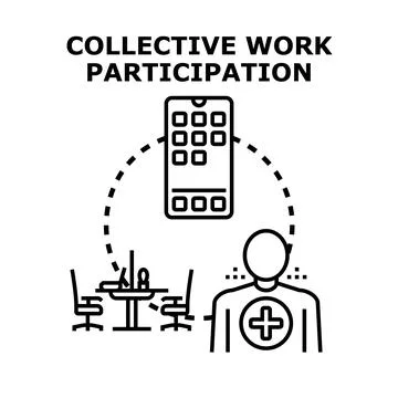 Collective work participation creating team meeting illustration Stock Illustration