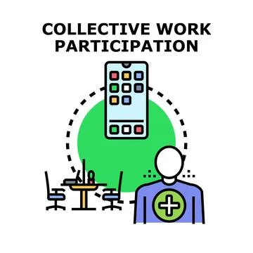 Collective work participation creating team meeting illustration Stock Illustration