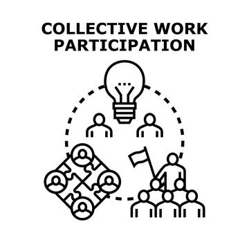 Collective work participation creating team building ideas leadership Stock Illustration