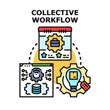 Collective workflow process concept connecting different business tasks Stock Illustration