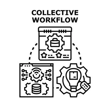 Collective workflow process concept connecting different business tasks Stock Illustration