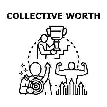 Collective worth generating success achieving ambitious goals Stock Illustration