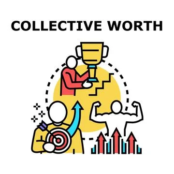 Collective worth generating success achieving ambitious goals Stock Illustration