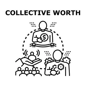 Collective worth generating value through team collaboration Stock Illustration