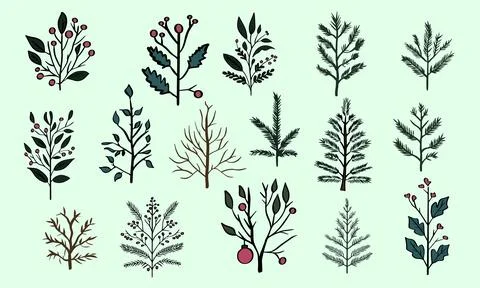 Collector's set of different plants, vector Stock Illustration