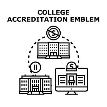 College accreditation system approving education program standards Ilustración de archivo