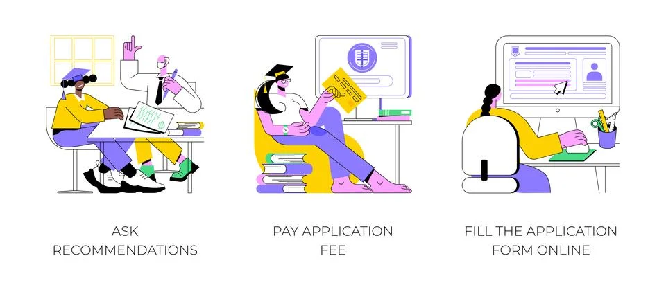 College application isolated cartoon vector illustrations. Stock Illustration
