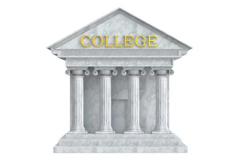 College building with columns, 3D rendering Ilustración de archivo