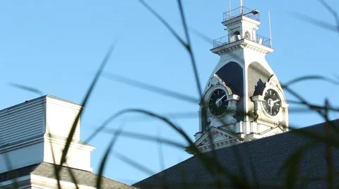 College Campus: Clock Tower Stock Footage 42621883