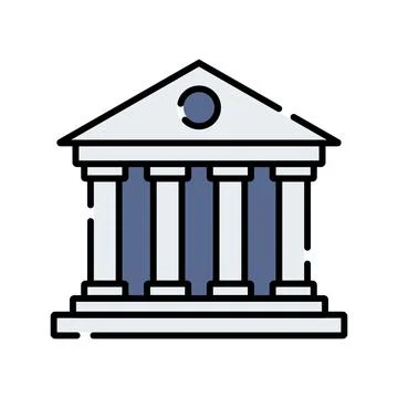 College campus outline icon in flat design education concept Stock Illustration