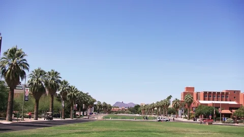 A college campus in slow motion Stock Footage 103866957