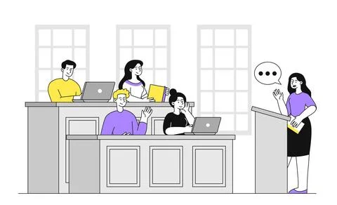 College class vector linear Stockillustratie