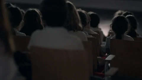 College class watching the cinema session. Video stock 89500394