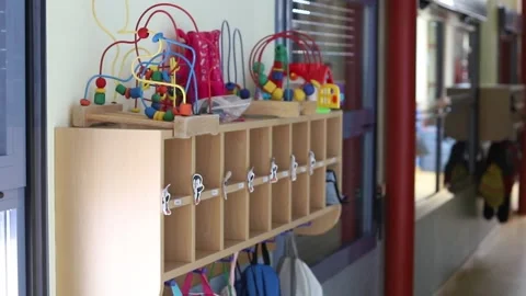 College. Corridors of a school. Corridor of the school through which the boys Stock Footage 221573714