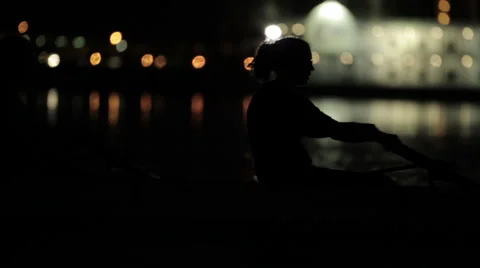 College crew team practicing early morning Stock Footage 49491574