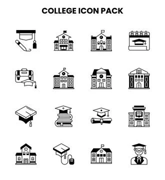 College DuoTone Bundle Icons Pack Stock Illustration