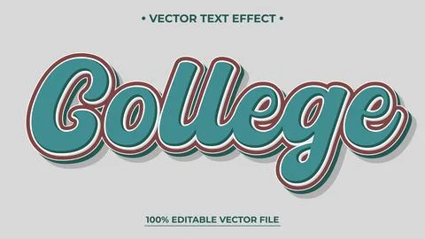 College editable text effect old Retro Vintage text style Stock Illustration