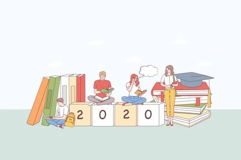 College education, student learning concept Stock Illustration