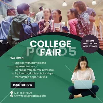 College fair event information and student engagement PSD-sjabloon