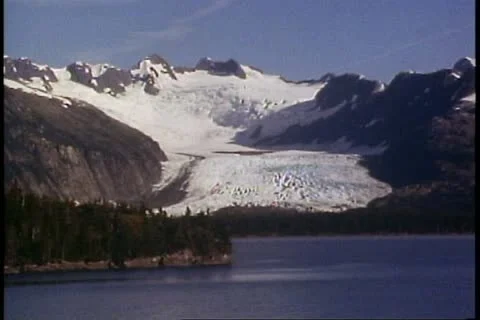 COLLEGE FJORD, ALASKA, 1989, POV move slowly, wide shot, glacier in distance Stock Footage 12149371