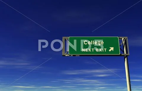 College - Freeway Exit Sign Stock Illustration