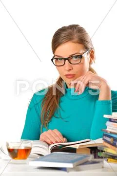 College girl learning Stock Photos
