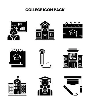 College Glyph Bundle Icons Pack Ilustración de archivo