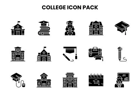 College Glyph Vector Icons Pack Stockillustratie