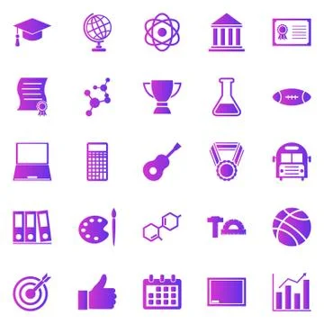 College gradient icons on white background Illustrazione stock