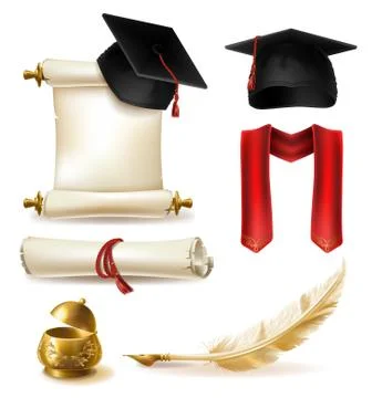 College graduation concept design elements Stock Illustration