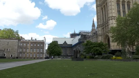 College green deserted during Lockdown London Stock Footage 129709377