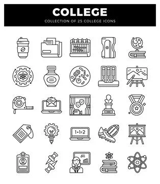 College icon set science. education. and sports illustrations イラスト素材