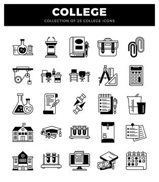 College icons collection science. learning. and administrative elements. Stock Illustration