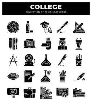 College icons collection study. science. and graduation symbols. イラスト素材