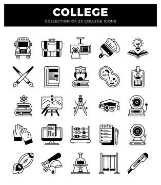 College icons elements Stock Illustration