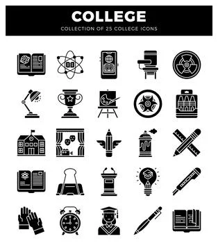 College icons. a graphic design element on white. Stock Illustration