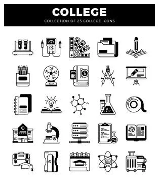 College icons in a grid 스톡 일러스트