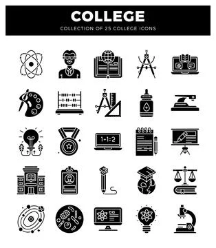 College icons. a set of graphic elements for educational. Stock Illustration