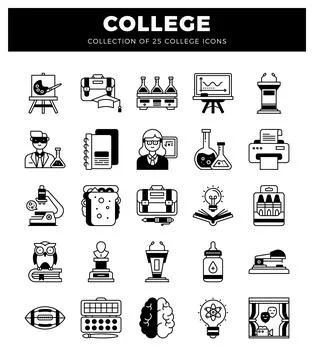 College icons on white background. Stock Illustration