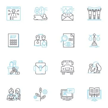 College learning linear icons set. Education, Learning, Classroom, Lecture Stock Illustration