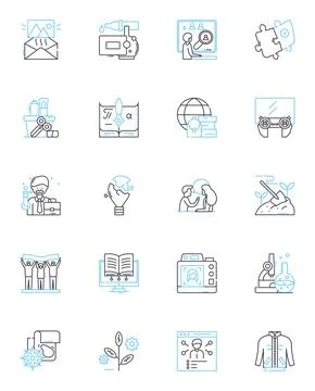College learning linear icons set. Education, Learning, Classroom, Lecture Illustrazione stock