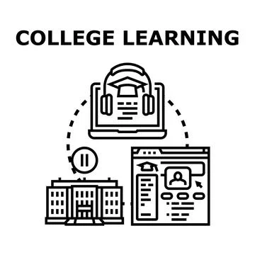 College learning process with online education and distant studying Stock Illustration