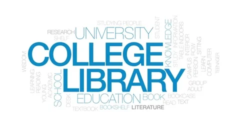 College library animated word cloud, text design animation. Kinetic typography. Stock Footage 79578242